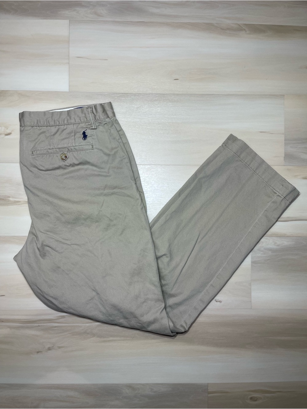 Polo Ralph Lauren Chino Pants Men’s Sz 34x32 Tan Khaki Classic Fit Flat Front